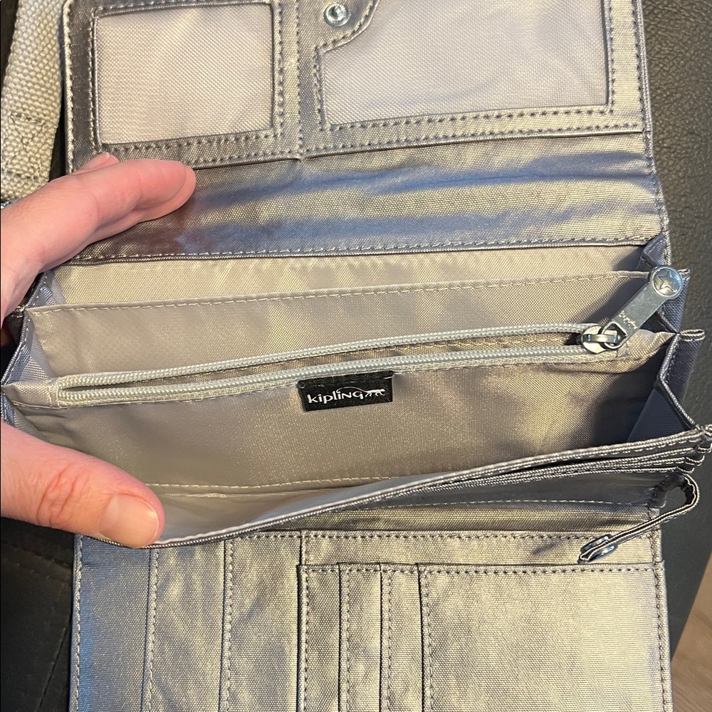 Kipling Silver Tri Fold Wallet Wristlet - Picture 8 of 10